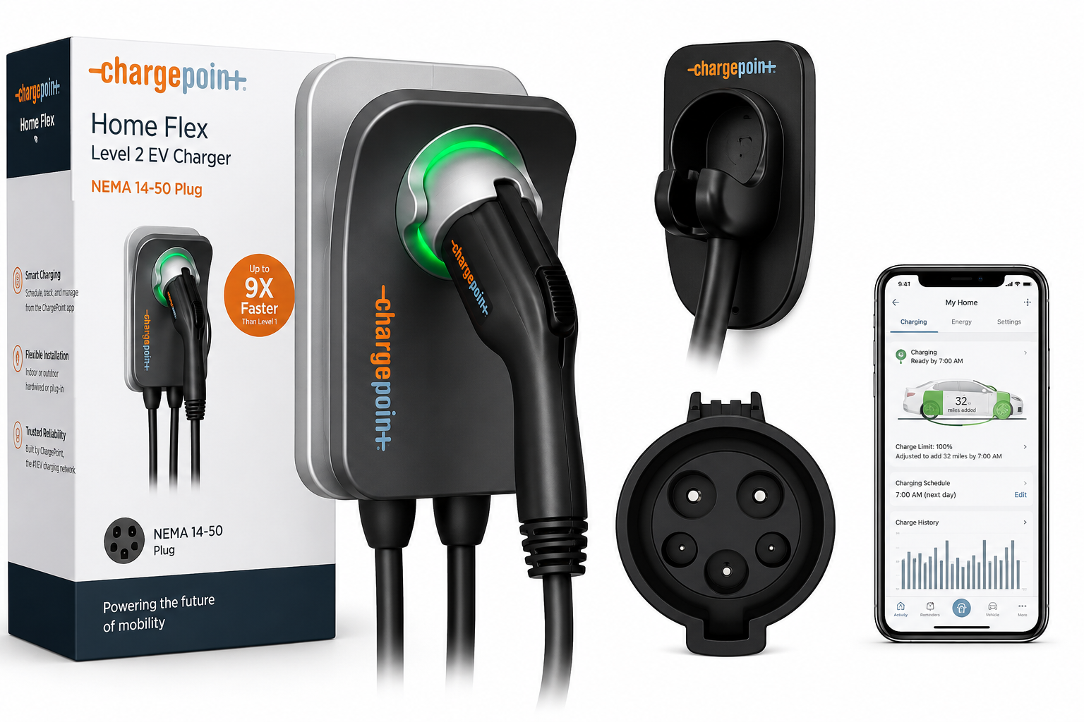 ChargePoint Home Flex Level 2 EV charger with NEMA 14-50 plug for home electric vehicle charging chatgpt image aug 13, 2026, 05 40 40 pm
